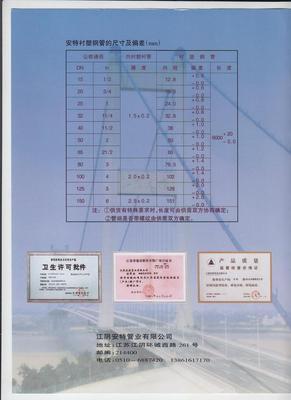 【供應襯塑復合鋼管管材 管件及管材生產 安特供應 詳情來電】價格,廠家,圖片,復合管,江陰安特管業-